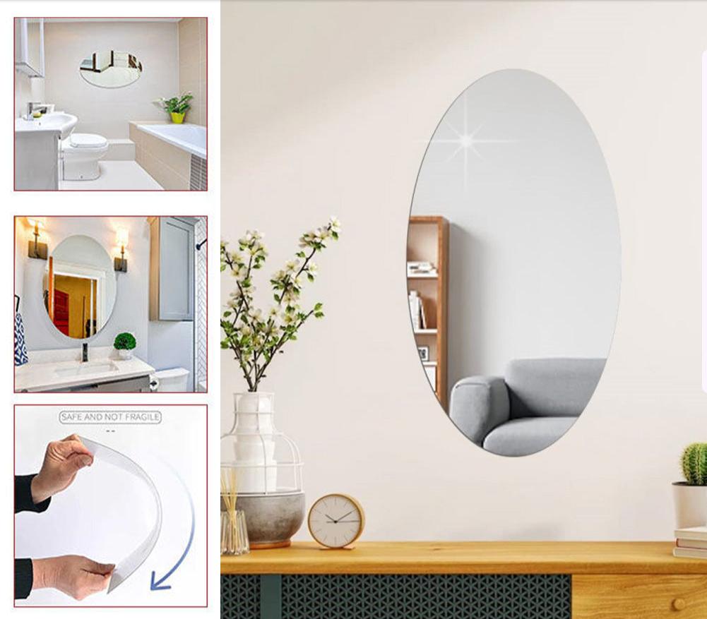 FlexibleSelf Adhesive Oval Shape Mirror Sticker (3 Pieces)