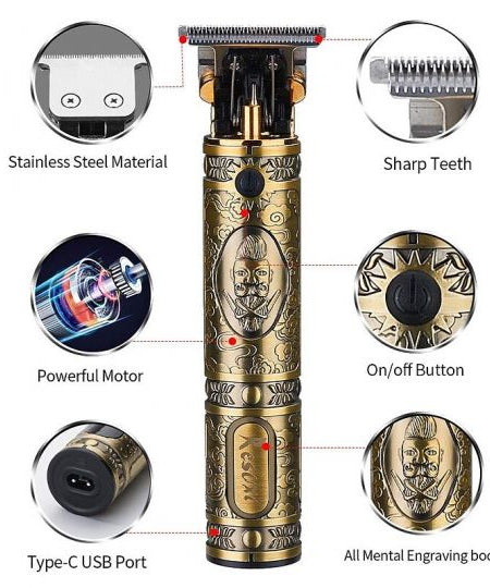 Vintage Rechargeable Hair Stainless Steel Trimmer