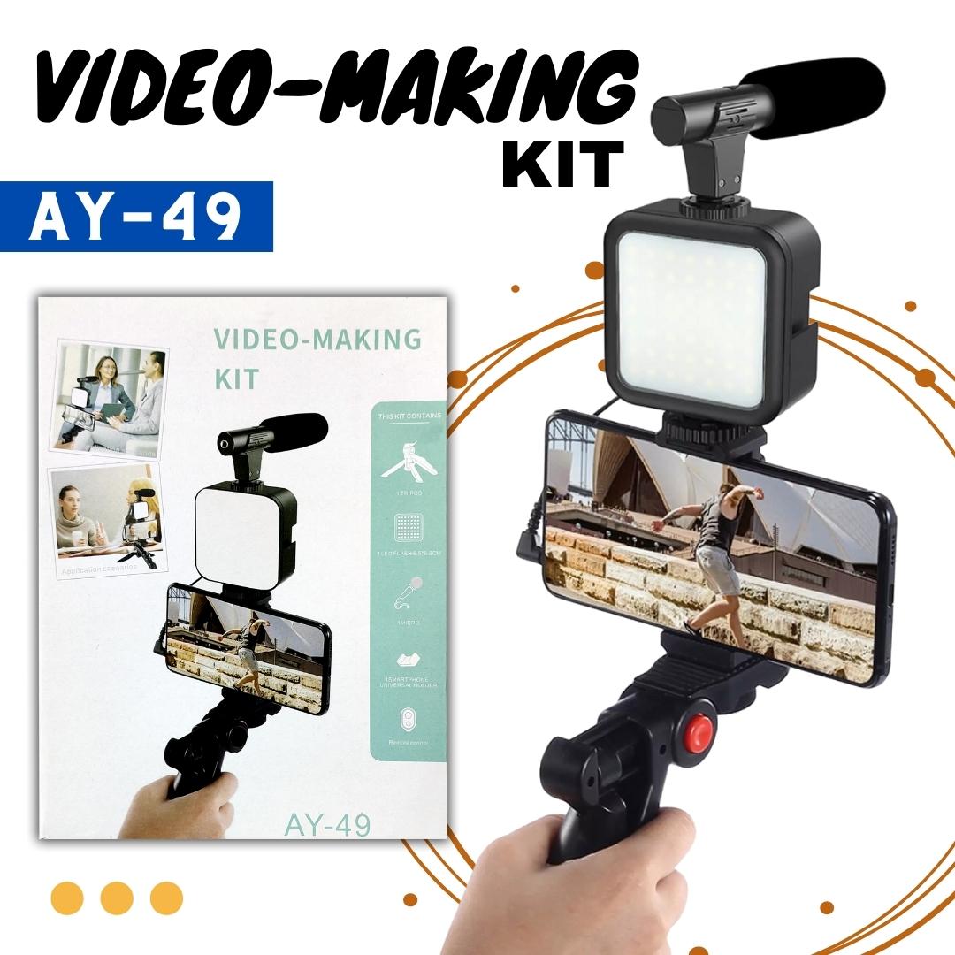 Imported All in one Vlogging Video Making Kit Super Flexible Universal Tripod with Microphone and Light