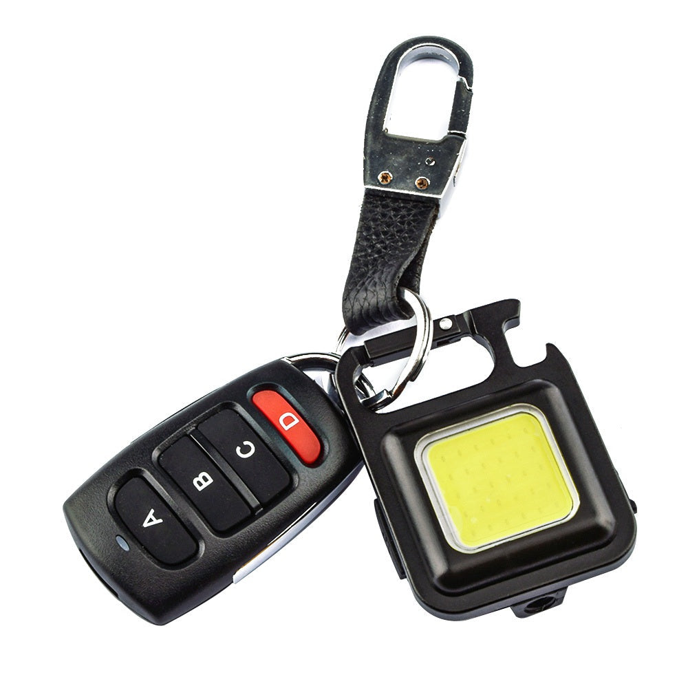 Portable Pocket LED Powerful Rechargeable COB Keychain Flashlight with 4 Light Modes & Bottle Opener