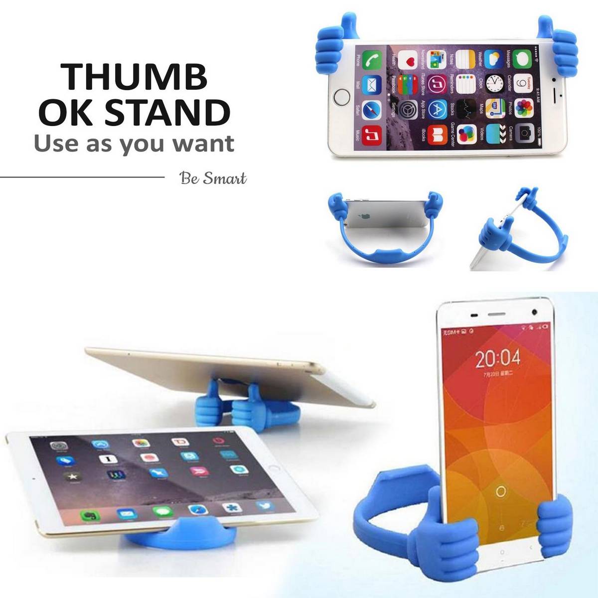 (Pack of 2) Thumb Design Flexible Universal Mobile Phone and Tablet Holder Stand