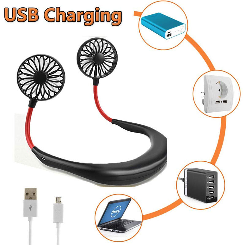 Hanging Neck Fan Dual Rechargeable Cooling