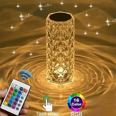 USB Rechargeable Crystal Rose Diamond Touch Lamp LED With RGB 16 Colors and Remote In just Rs 1499