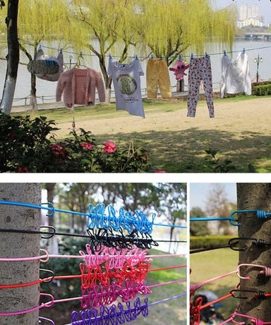 Pack of 3 Portable hanging Cloth extendable Rope 185 CM with 12 Clips each for Home Backyard Hotel Balcony Clothes Drying Line, Outdoor Indoor Use