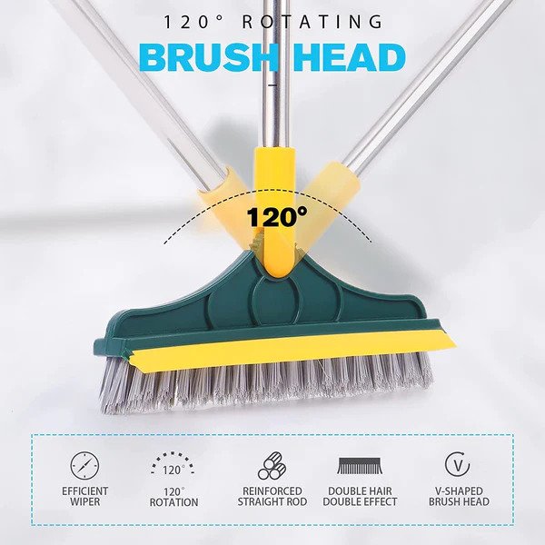 2 in 1 Cleaning Brush Floor Scrub Broom Wiper Scraper