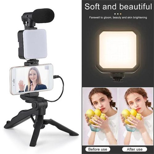 Imported All in one Vlogging Video Making Kit Super Flexible Universal Tripod with Microphone and Light