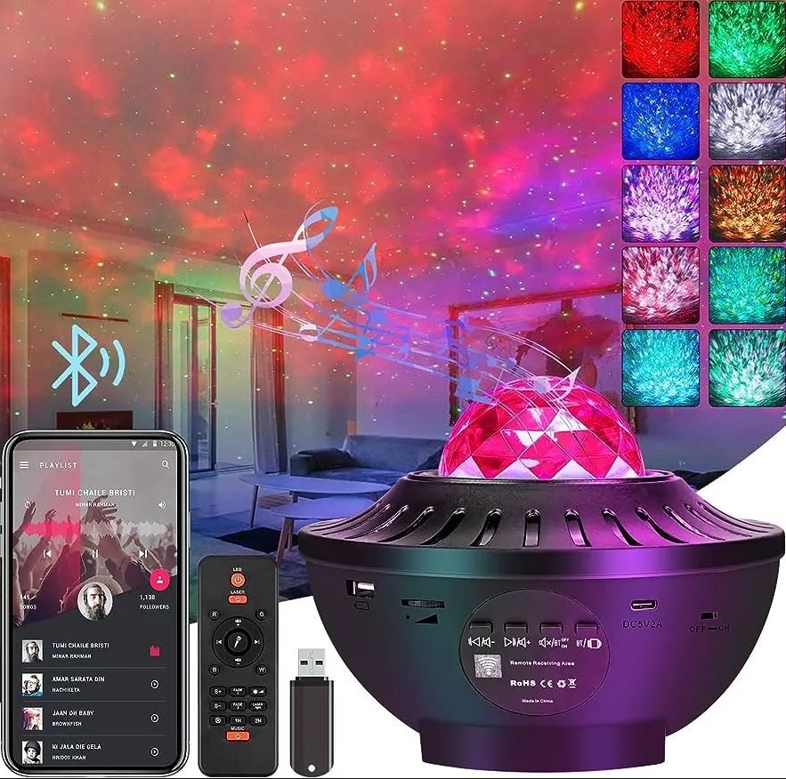 Imported Color Full Light Galaxy Sky Projection Lamp with Built in Loud Speaker Bluetooth USB RGBW Rs 4799