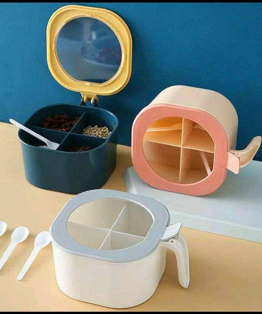 (Pack of 2) High Quality 4 In 1 Partition Kitchen Seasoning Spice Box For Kitchen