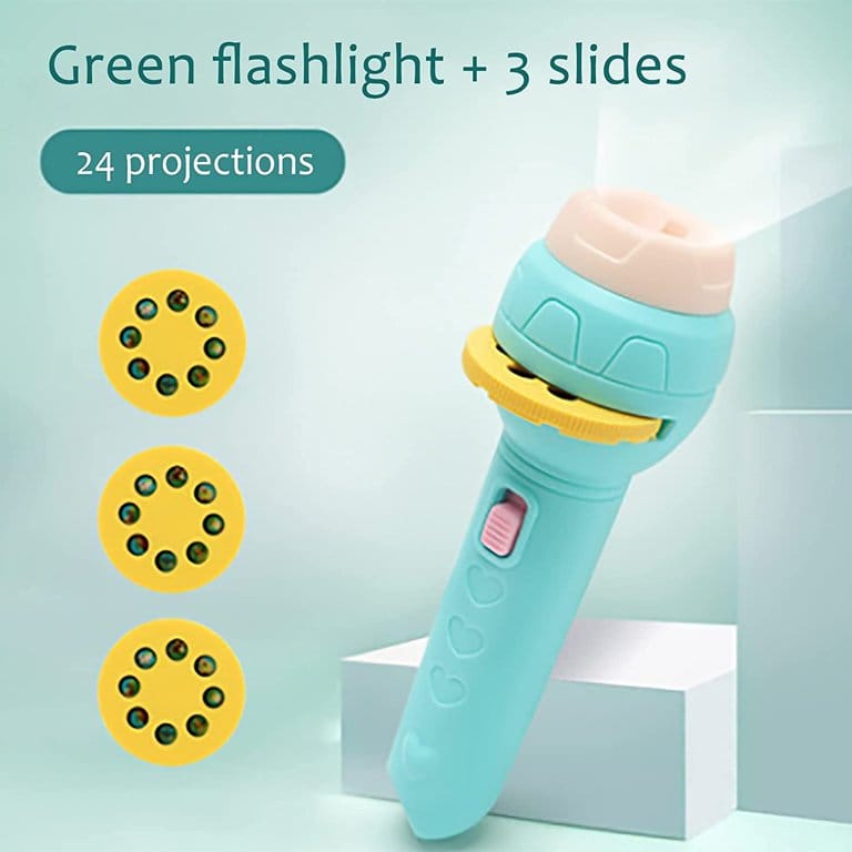 Portable Mini Projector Torch Toy Slide Flashlight with 3 Slides 24 Patterns For Kids Education Learning Night Light