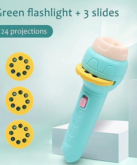 Portable Mini Projector Torch Toy Slide Flashlight with 3 Slides 24 Patterns For Kids Education Learning Night Light