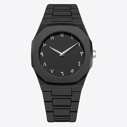 Arabic Aura Watch – Elegant Black Wristwatch with Arabic Numerals in Just Rs 1399