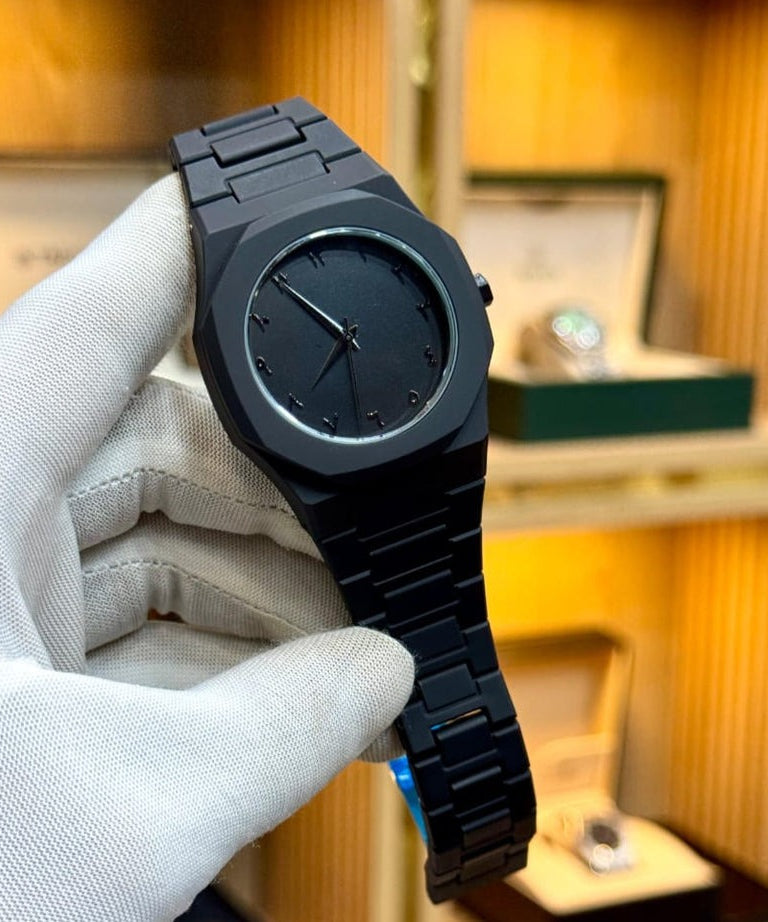 Arabic Aura Watch – Elegant Black Wristwatch with Arabic Numerals in Just Rs 1399
