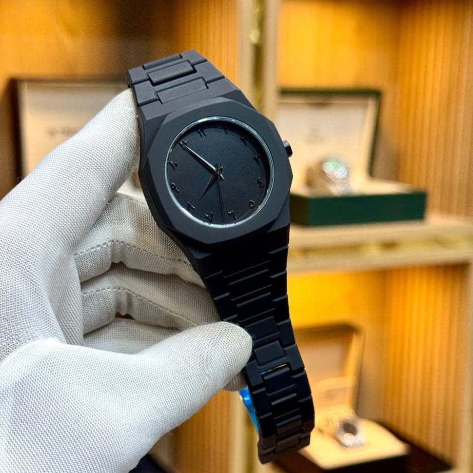 Arabic Aura Watch – Elegant Black Wristwatch with Arabic Numerals in Just Rs 1399