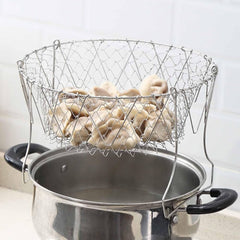 Multi - Purpose Frying Basket, Stainless Steel Frying Basket, Kitchen Foldable Steam Rinse Strain in Just Rs. 1499