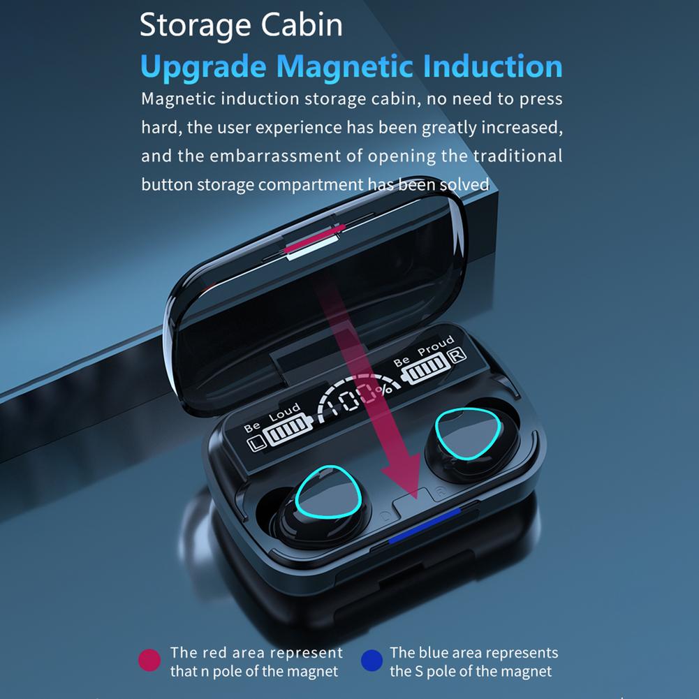 Mega Sale Offer - Imported Improved version of M10 Waterproof Bluetooth Wireless Headset with LED Display + Power Bank