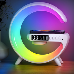 Imported G Shaped RGB Light Table Lamp Bluetooth Speaker With Wireless Charger