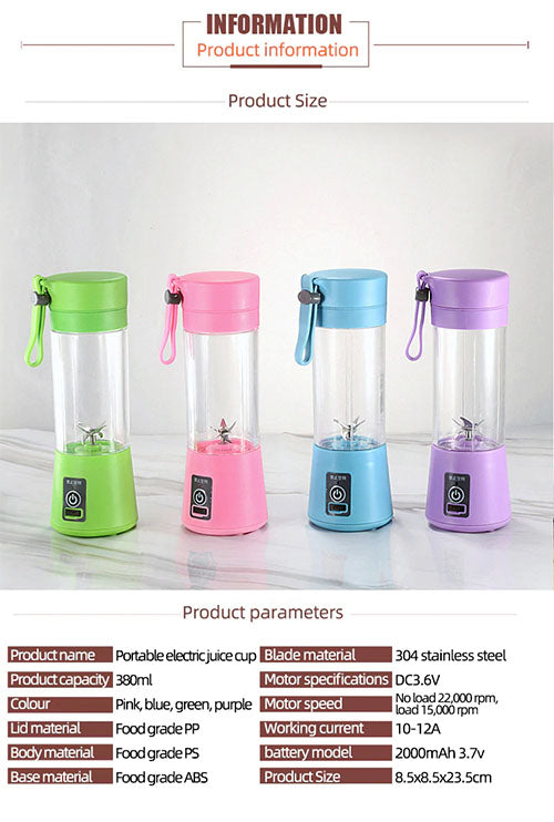 USB Rechargeable Juicer 6 Blades Electric Blender Portable Mixer