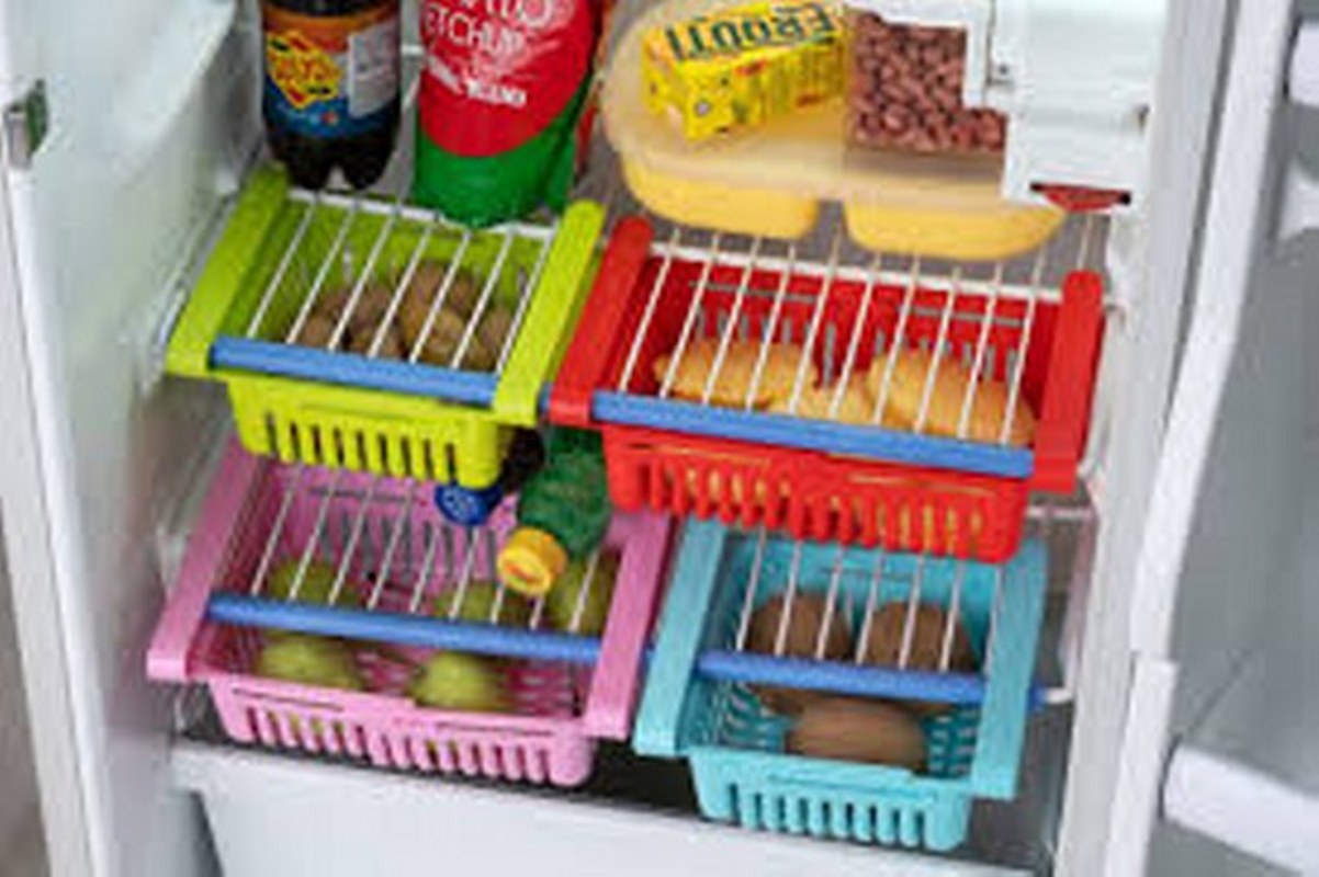 Buy 2 get 2 free Adjustable Fridge Storage Basket Racks & Sliding Tray 4 Pcs in Just Rs 1199