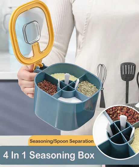 (Pack of 2) High Quality 4 In 1 Partition Kitchen Seasoning Spice Box For Kitchen