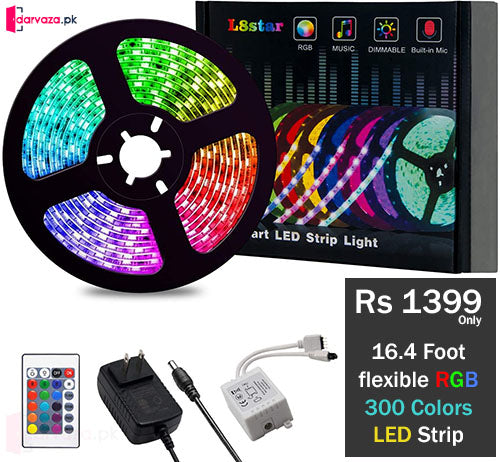 RGB 300 Color Led Strip Lights with Remote & Power Supply