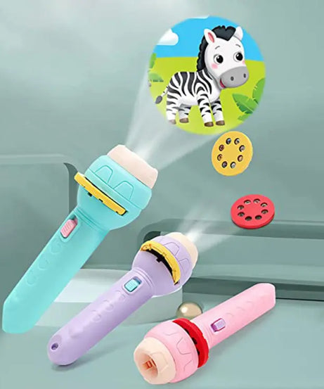 Portable Mini Projector Torch Toy Slide Flashlight with 3 Slides 24 Patterns For Kids Education Learning Night Light