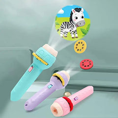 Portable Mini Projector Torch Toy Slide Flashlight with 3 Slides 24 Patterns For Kids Education Learning Night Light