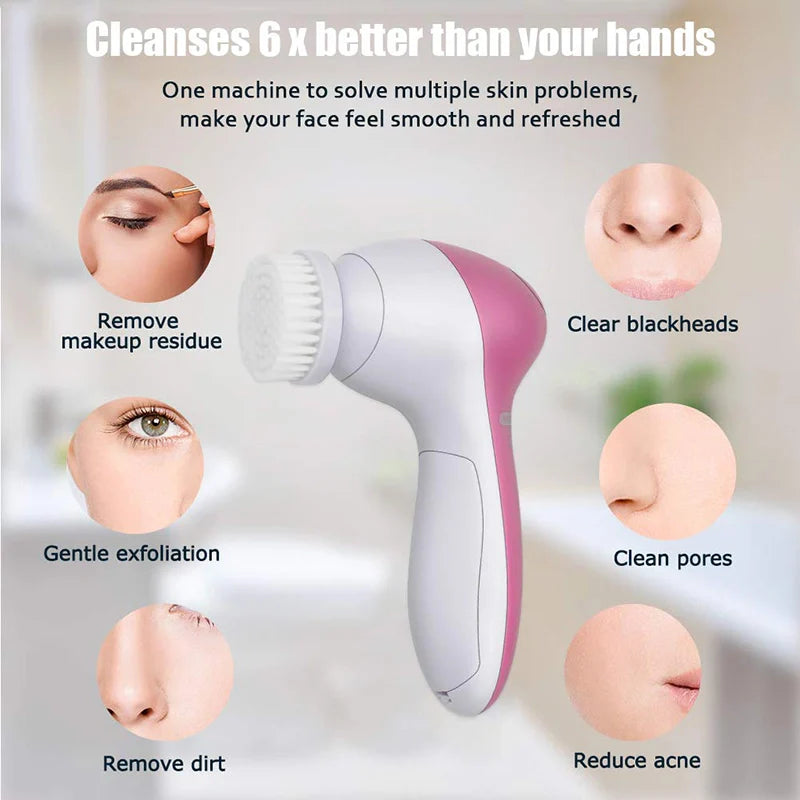 Face Cleaner Brush Wash and Facial Pore Cleaning Massage Machine with 11 in 1 Sonic Facial Cleansing Brushes