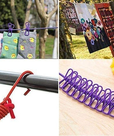 Pack of 3 Portable hanging Cloth extendable Rope 185 CM with 12 Clips each for Home Backyard Hotel Balcony Clothes Drying Line, Outdoor Indoor Use