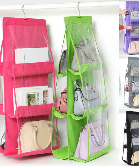 Buy 1 Get 1 Free Handbag Storage Hanging Purse Organizer with 6 Large Easy Access Pockets in Rs 1299