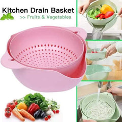 Double Layer Fruit Vegetable Washing Bowl Household Kitchen Sink Rotatable Drainer for Kitchen