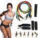 11 PCS Resistance Band Set Yoga Pilates Abs Exercise Fitness Tube Workout Bands