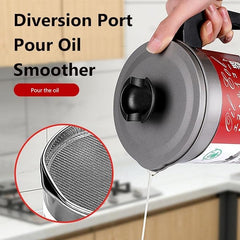 Stainless Steel 1.4L Oil Filter Pot with Strainer Frying Oil Filter Container