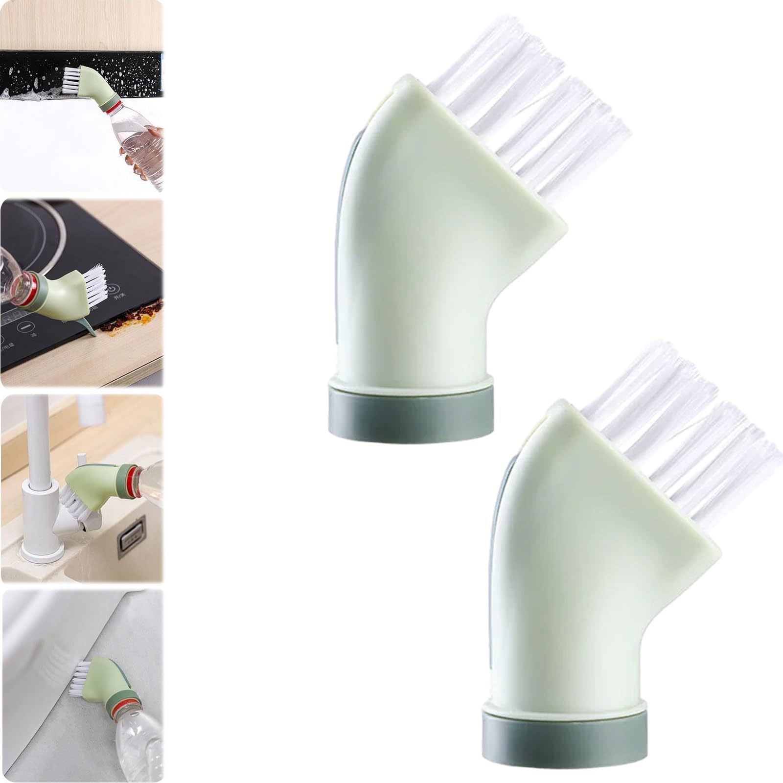 (Pack of 2) Multi-use Wet & Dry Cleaning Brush Can Be Connected to Mineral Water Bottle for Home and Office Use