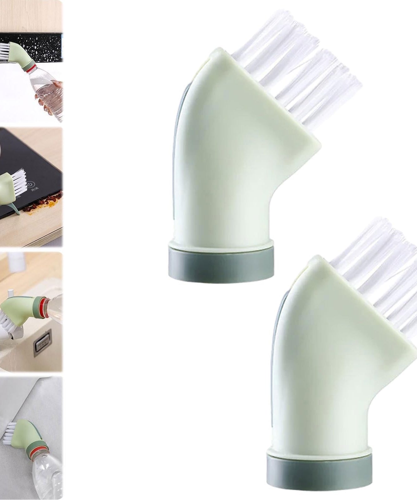 (Pack of 2) Multi-use Wet & Dry Cleaning Brush Can Be Connected to Mineral Water Bottle for Home and Office Use