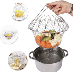 Multi - Purpose Frying Basket, Stainless Steel Frying Basket, Kitchen Foldable Steam Rinse Strain in Just Rs. 1499