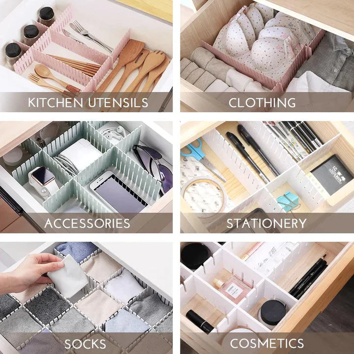 Adjustable Drawer Separator & Plastic DIY Divider Clapboard Organizer