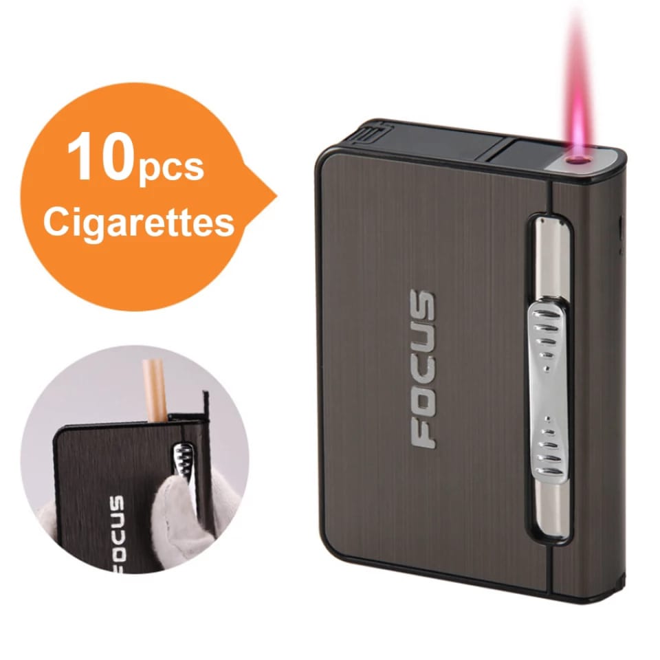 Focus Fancy Cigarette Case with Gas Lighter