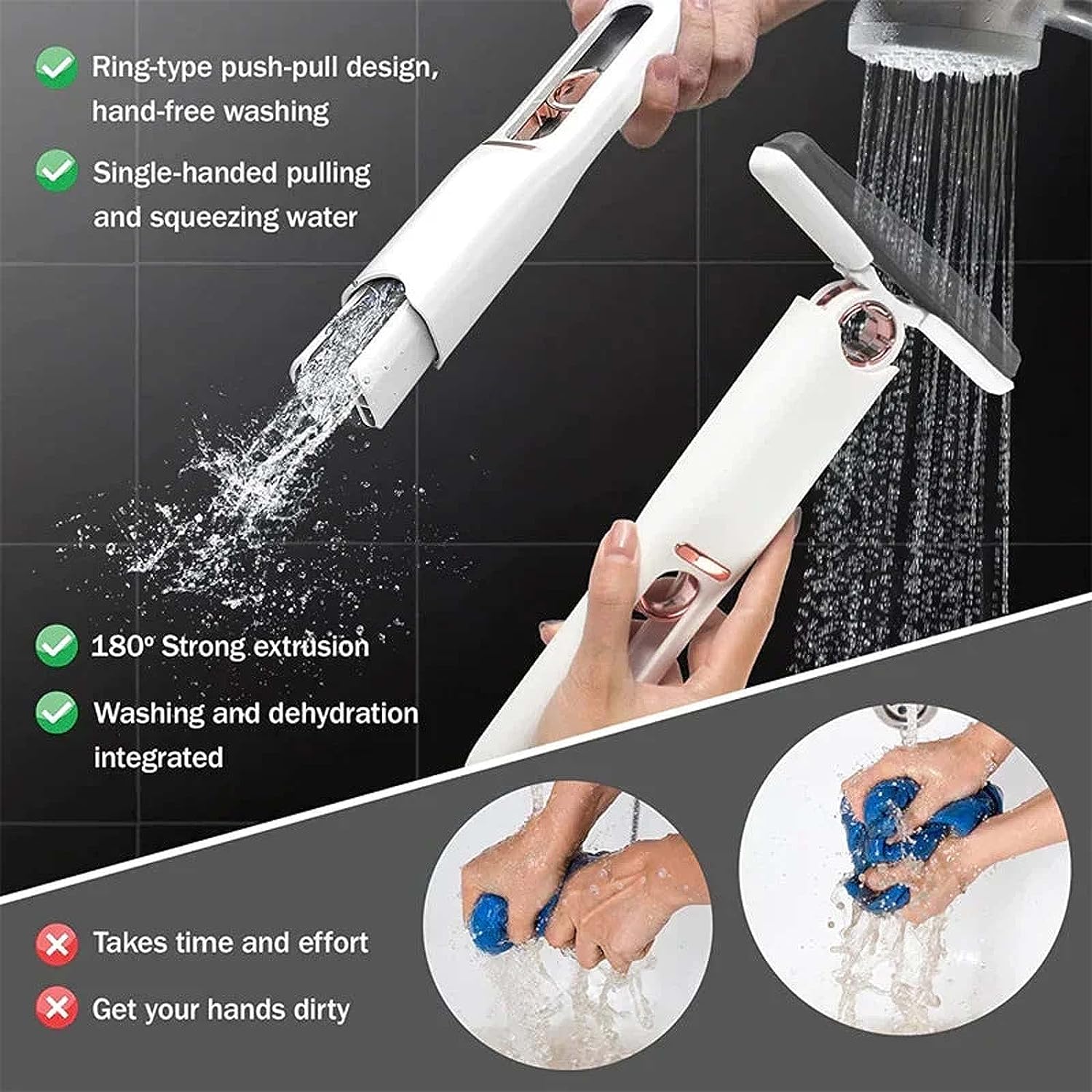 Portable & Foldable Self Squeeze Mop with Super Absorbent Cleaning Foam