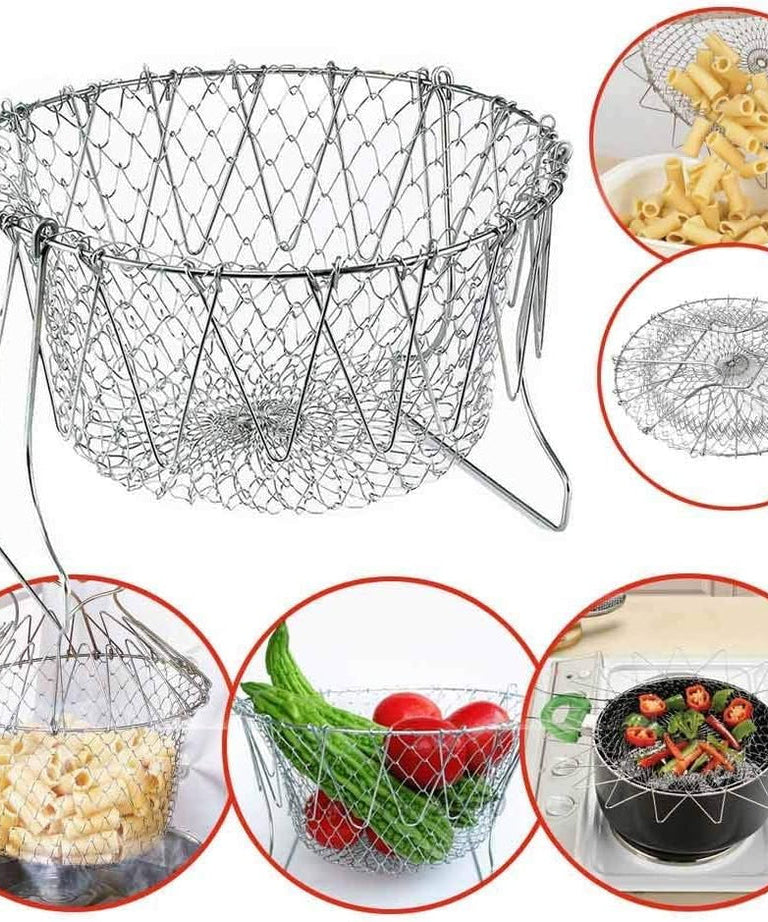 RAMZAN SALE is LIVE! High-Quality Stainless Steel Foldable Chef Basket For Fried Food and Fruits with SAMOOSA MAKER FREE