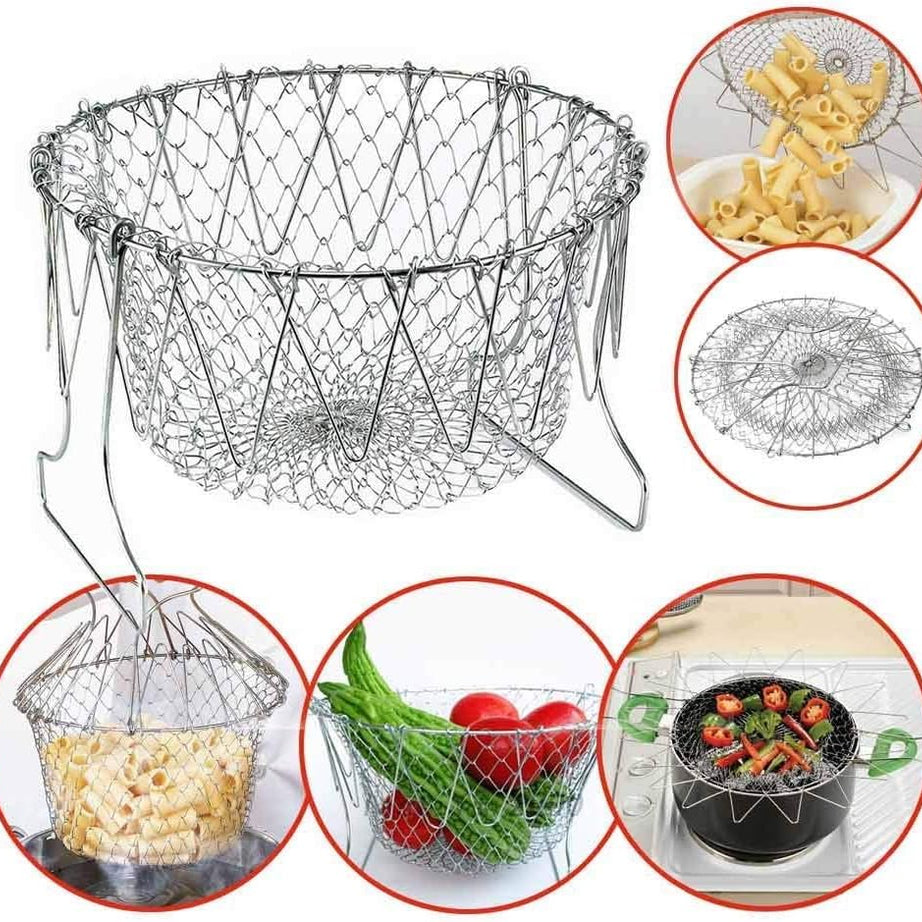 RAMZAN SALE is LIVE! High-Quality Stainless Steel Foldable Chef Basket For Fried Food and Fruits with SAMOOSA MAKER FREE
