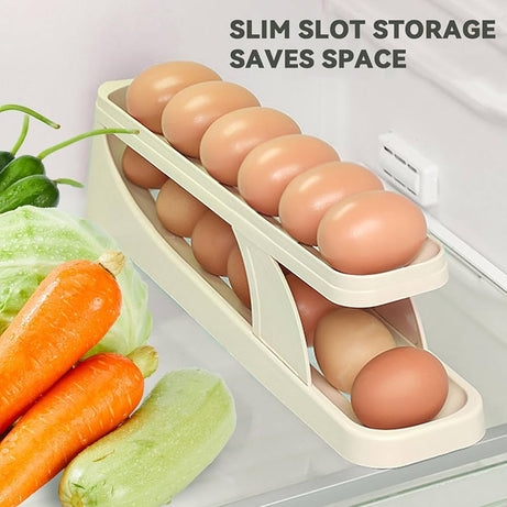 Trending Egg Holder Dispensers With Automatically Rolling and Space Saving Egg Tray For Refrigerator and Kitchen in Just Rs 1199