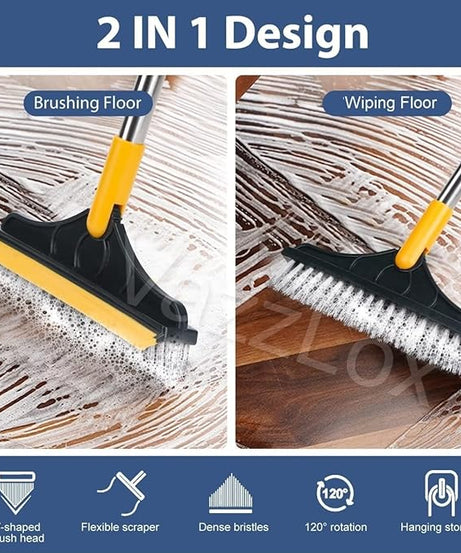 (Mega Sale) 2 in 1 Cleaning Brush Floor Scrub Broom Wiper Scraper
