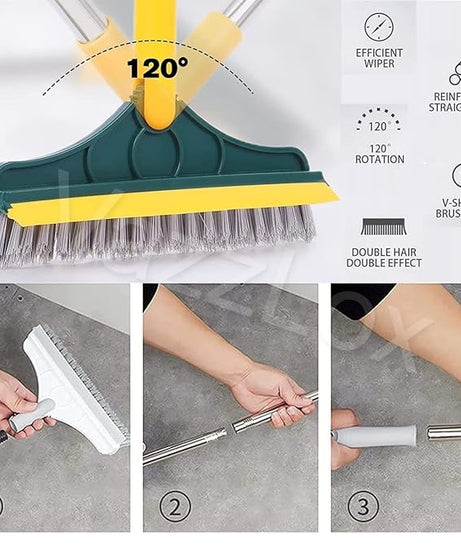 (Mega Sale) 2 in 1 Cleaning Brush Floor Scrub Broom Wiper Scraper