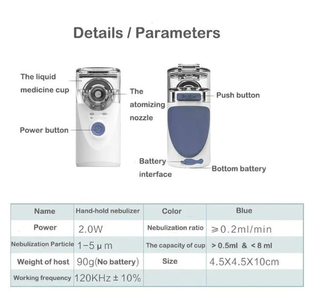 Imported Portable & Rechargeable Inhaler Nebulizer For Kids And Adults