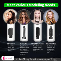 5 in 1 Curling Wand Set Professional Hot Hair Dryer Styler Curling Iron for Multiple Hair Types and Styles