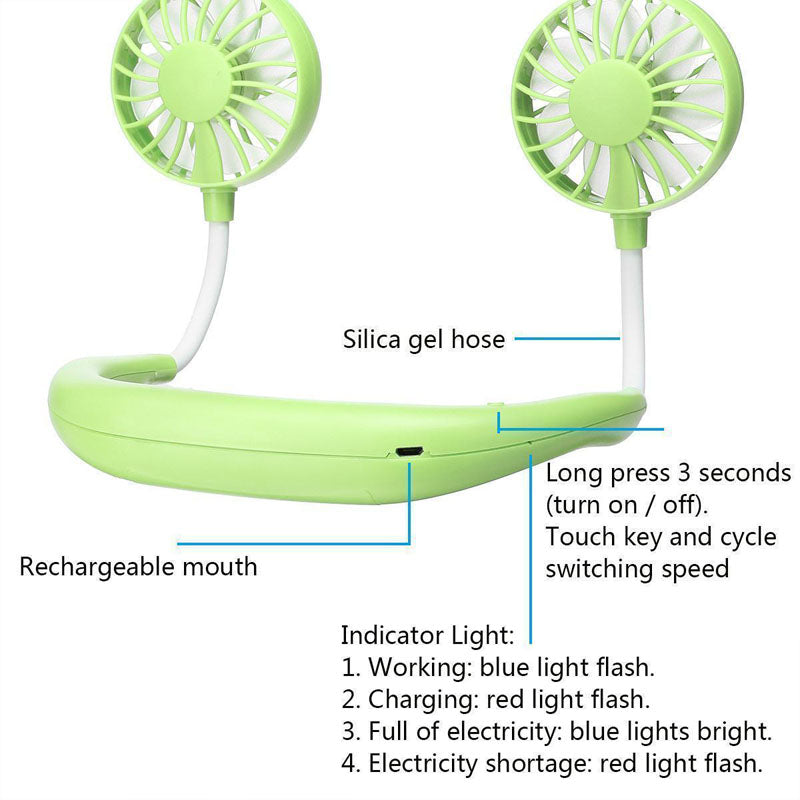 Hanging Neck Fan Dual Rechargeable Cooling