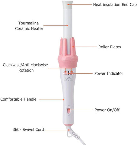 360° Rotation Automatic Ceramic Hair Roller Curling Iron Styling Wand - Ceramic Professional Automatic Curler