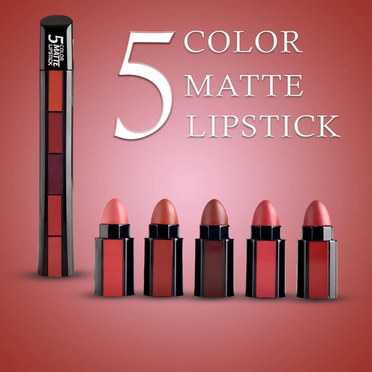 Buy 1 Get 1 Free Offer - Imported Portable High Quality 5 in 1 Lipstick - Red Color & Nude Color Rs 799