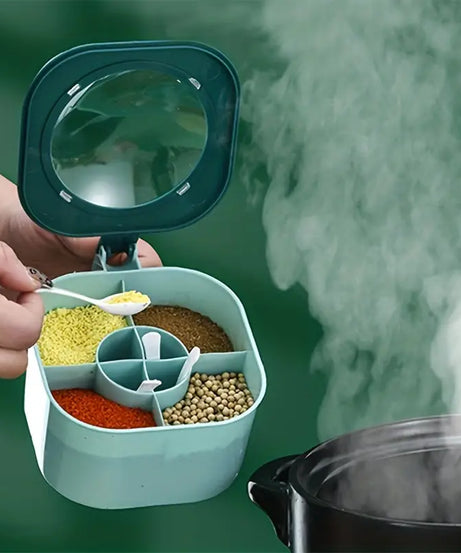 (Pack of 2) High Quality 4 In 1 Partition Kitchen Seasoning Spice Box For Kitchen