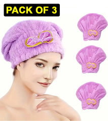 Pack of 3 Good Qulity and Quick Drying Hair Wraps Bath Towel Cap Hat Spa in Just Rs 999